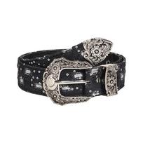 Korean Style Metal Buckle Belt Ripped Denim Wide Belt Casual Sequin Belt  Women juoda