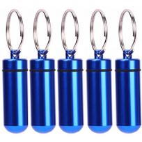 Portable Mini Travel Pill Medicine Box Case Waterproof Container Keychain Capsule Bottle Key Ring Chain First Aid Medicine Box 1pcs mėlyna