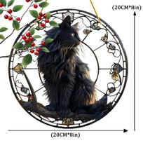 20Cm Large Size Black Cat Suncatcher, Plastic Window Hanging Decoration Cat Lover's Birthday Gift outdoor Garden Bedroom Office Home Decoration KTY 20cm juoda
