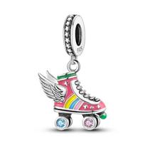 New Colorful Roller Skates Wings Dangle Charm Beads Fit Necklace Bracelet Pendant Women Gift Jewelry Making