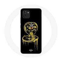 Coque pour Samsung Galaxy A03 Cobra Kai Logo Jaune Fond Noir Affiche Série