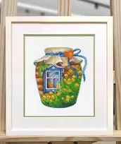 Oven Beldizart Kryželiu siuvinėjimo rinkinys "Vasara stiklainyje" 13x15 cm S1657