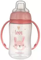 CANPOL 56/512_pink2 Treniruočių puodelis su minkštu snapeliu 320 ml MIELI GYVŪNAI