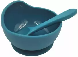BABY 01139 Silikoninis dubuo su siurbtuku ir šaukštu Ocean