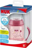 NUK ZE-102 FC rinkinys 150 ml buteliukas su naktinėmis rankenomis + silikoninis snapelis be gurkšnelių