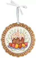 MP Studia Mini siuvinėjimo rinkinys ant medžio „Velykinis pyragas“, 8×8 cm