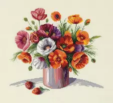 Panna Klart Kryželiu siuvinėjimo rinkinys „Rytinės aguonos“, 29×27 cm