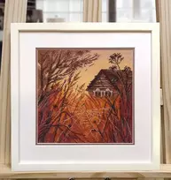 Oven Žavingas siuvinėjimo rinkinys kryželiu „Peizažas su voratinkliu“ 18×18 cm