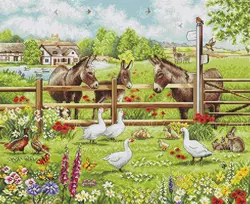 luca S Kryželių siuvinėjimo rinkinys "Asilų kiemas" 39x32 cm SBU5087