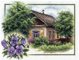 Panna Klart Kryželiu siuvinėjimo rinkinys „Vasara kaime“ su siūlais ir schema