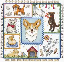MP Studia Beldizart Kryželiu siuvinėjimo rinkinys "Sampler. Šuniuko džiaugsmas" 20x20 cm SNV-895