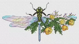 MP Studia Beldizart Vandenyje tirpus drobės kryželiu siuvinėjimo rinkinys "Gėlių laumžirgis" 9x17 cm SV-1034