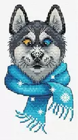 MP Studia Beldizart Vandenyje tirpus drobės kryželiu siuvinėjimo rinkinys "Funny Husky" 15x8 cm SV-1035