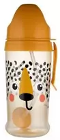 CANPOL BABIES neišsipilanti sportinė gertuvė su šiaudeliu BabiesBoo cheetah, 270 ml, 56/510_ora
