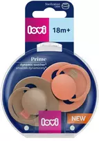 LOVI silikoniniai dinaminiai čiulptukai Prime, Granola/Oranžinis, 18+m, 2 vnt., 34/411