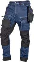 Spodnie Kelnės Džinsinės darbo kelnės, sutvirtintos „Cordura“ audiniu, nuimamos kišenės dėklams, tamsiai mėlynos, XS dydis
