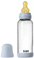 BIBS naujasis stiklinis buteliukas nuo dieglių 240 ml medium flow pilnas komplektas Baby mėlynas