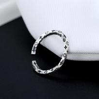 Banyan Tree S925 Silver Four-Leaf Clover Mobius Ring - Women's All-Match Index Finger Accessory RS951, Adjustable opening sidabras