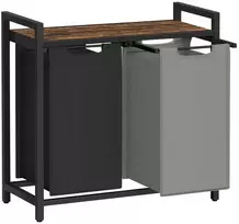Songmics VASAGLE skalbinių krepšys 2 x 46 litrai su lentynėle 73 x 33 x 72 cm