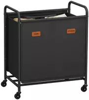 Songmics Skalbinių dėžė su ratukais, 140 L, 2 skyriai, juoda