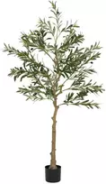 HOMCOM Dirbtinė alyvuogių medelė, 150 cm, 720 lapų, 40 alyvuogių, stabilus vazonas, dekoratyvinis augalas, žalias