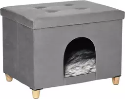 Pawhut 2-IN-1 pufas ir katės guolis viename - pilkas