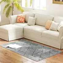 HOMCOM kilimas svetainei modernaus stiliaus, plaunamas plokščias kilimas, kilimas svetainei, miegamajam, 150 x 80 cm tamsiai pilkas