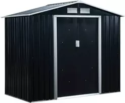 Outsunny sodo namelis, įrankių pašiūrė su grindų rėmu ir stumdomomis durimis, atsparus oro sąlygoms, plieno, anglies pilka spalva, 213 x 130 x 185 cm