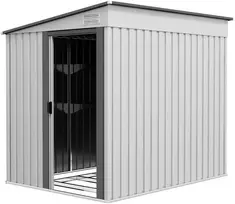 Outsunny Metalinis įrankių namelis 2,81 m² 154x206,5x181 cm, įrankių laikymo patalpa su vienšlaičiu stogu ir pamatu