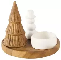 Boltze OVE žvakidė su sniego seniu ir kalėdine eglute, Ø 13 cm