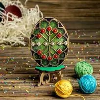 Wonderland Crafts Siuvinėjimo kryželiu rinkinys ant medžio – Velykinis margutis
