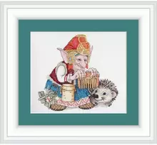 Siuvinėjimo kryželiu rinkinys NeoCraft „Elfas su ežiuku“, Zweigart, 20x21 cm