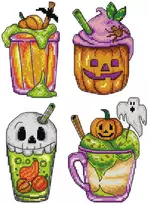 Crafting Spark Siuvinėjimo kryželiu rinkinys Helovino kokteiliai, 14ct, plastikinė drobė