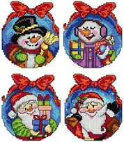 Crafting Spark Siuvinėjimo kryželiu rinkinys Kalėdiniai žaisliukai, 14 ct plastikinė kanva