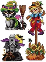Crafting Spark Halloween siuvinėjimo kryželiu rinkinys, 14ct plastikinė drobė, 27 spalvų