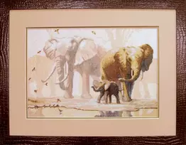 Charivna Mit Siuvinėjimo kryželiu rinkinys „Drambliai“, Aida 16, 38,5×26 cm
