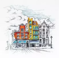 Abris Art Siuvinėjimo kryželiu rinkinys „Spalvotas miestas 2“, 14 ct, 22×21 cm
