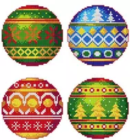 Crafting Spark Kalėdiniai pakabukai – siuvinėjimo kryželiu rinkinys, plastikinė kanva, 4 vnt