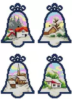 Crafting Spark Siuvinėjimo kryželiu rinkinys Kalėdiniai varpeliai, 4 dizainai, 14 ct