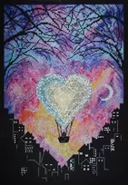 Abris Art Siuvinėjimo kryželiu rinkinys „Meilė danguje“ 23×33, juodas 14 ct, karoliukai
