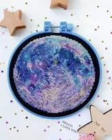Abris Art Siuvinėjimo kryželiu rinkinys „Mėnulio melodija“, 14 ct, lankelis, karoliukai