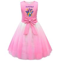 Kids Girls Princess POP Super Star Rumi Print Bow Sleeveless Mesh Tutu Dress 100cm