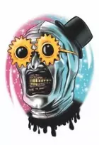 Partychimp Klouno akinių tatuiruotė Art
