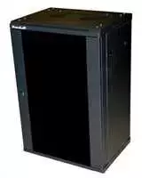 XtendLan 19" sieninė spintelė 22U 600x600, keliamoji galia 60 kg, stiklinės dūminės durys, išskleistos, juodos