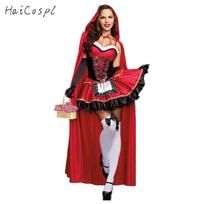 Ištaigingas raudonkepuraitės kostiumas su siuvinėjimu Seksuali suknelė Puošni suknelė Cosplay Helovino mergvakario puošni suknelė m