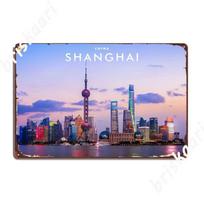 Shanghai City View Metal Sign Cave Pub Customize Wall Mural Wall Plaque Tin Sign Posters 20x30cm