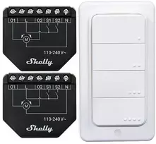 2 žaliuzių/užuolaidų WiFi valdiklių rinkinys „Shelly Shutter“ + BLU RC mygtukas 4