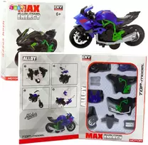 Lean Toys Surenkamas motociklo modelis 1:14 žalia-mėlyna