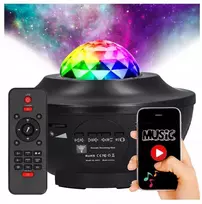 Žvaigždžių projektorius su LED naktine lempa, „Bluetooth“ garsiakalbiu ir pulteliu
