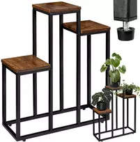 Metalinių gėlių stovas, palėpės stiliaus, 67 cm aukščio, kaimiškas, milteliniu būdu dažytas plienas, augalų lentyna, gėlių laikiklis, dekoratyvinis stovas